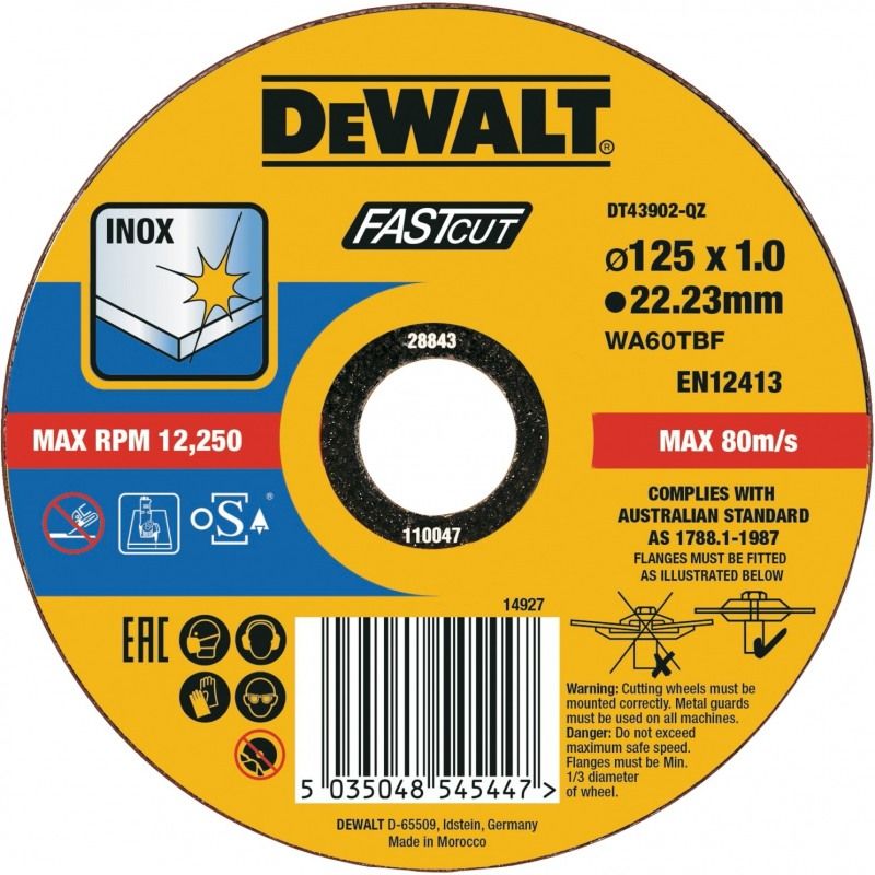 Disc debitat metal inox 125x1.0x22.23mm DT43902
