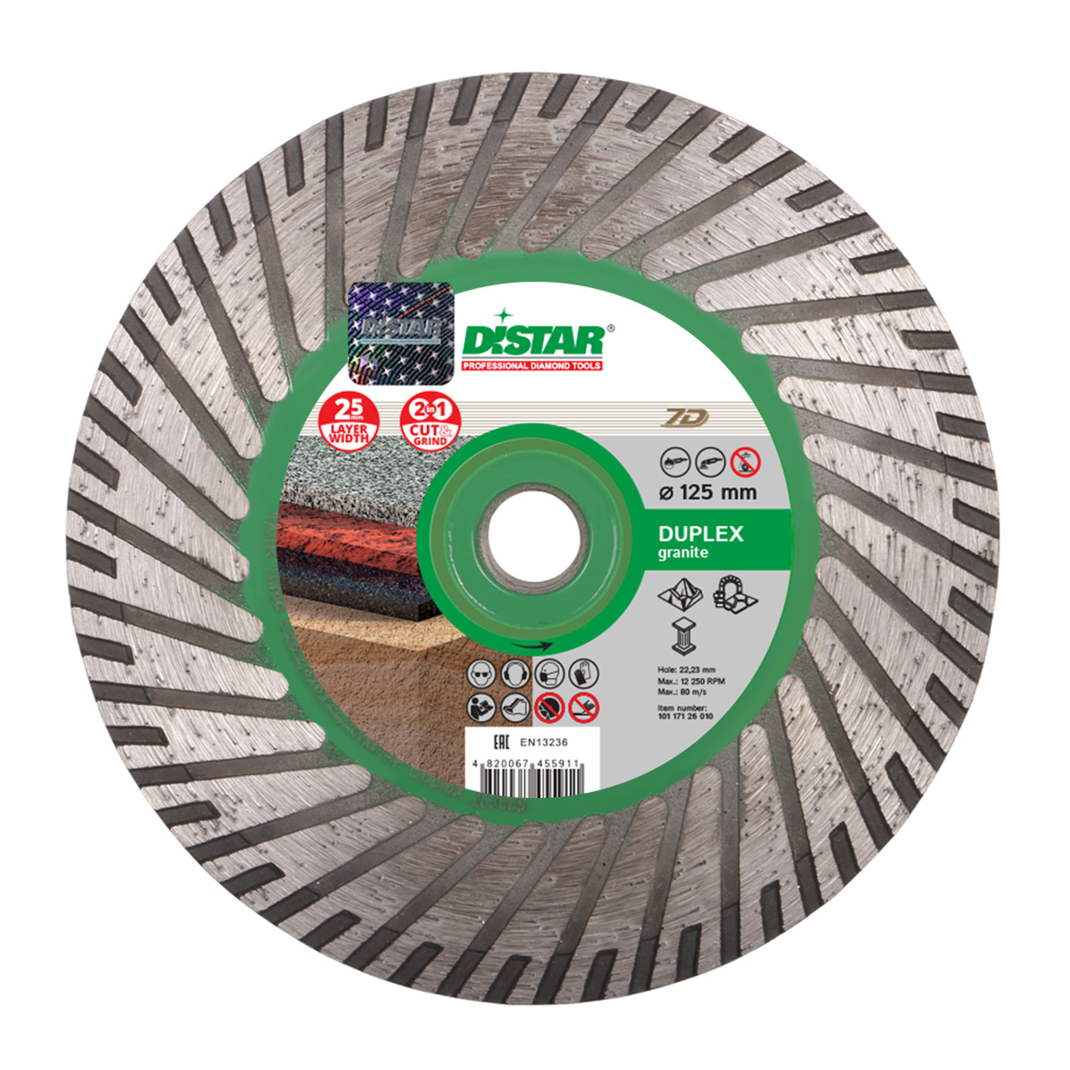 Disc diamantat DISTAR pentru granit,marmura Duplex d125