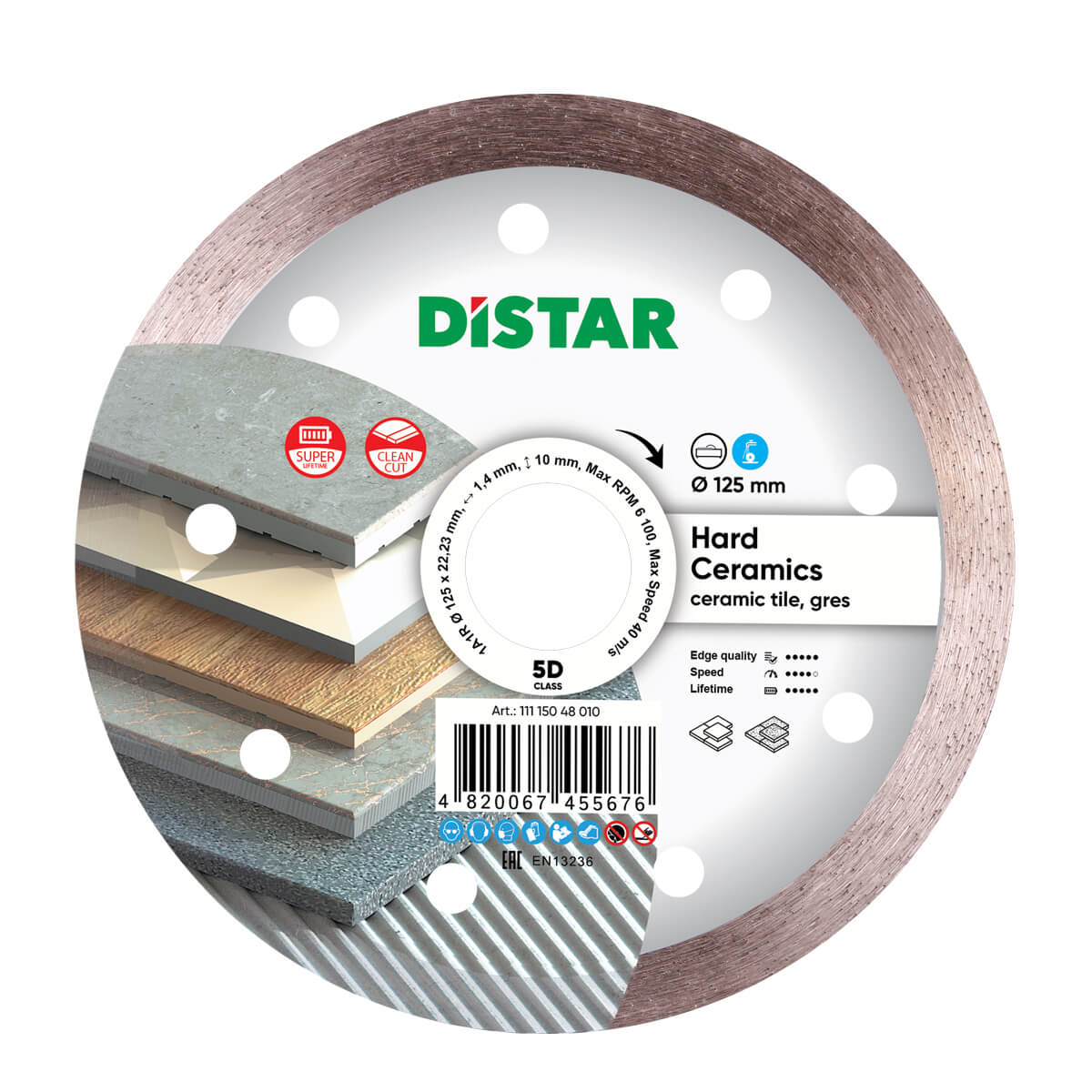 Disc diamantat DISTAR pentru placi ceramici Hard Ceramics d125