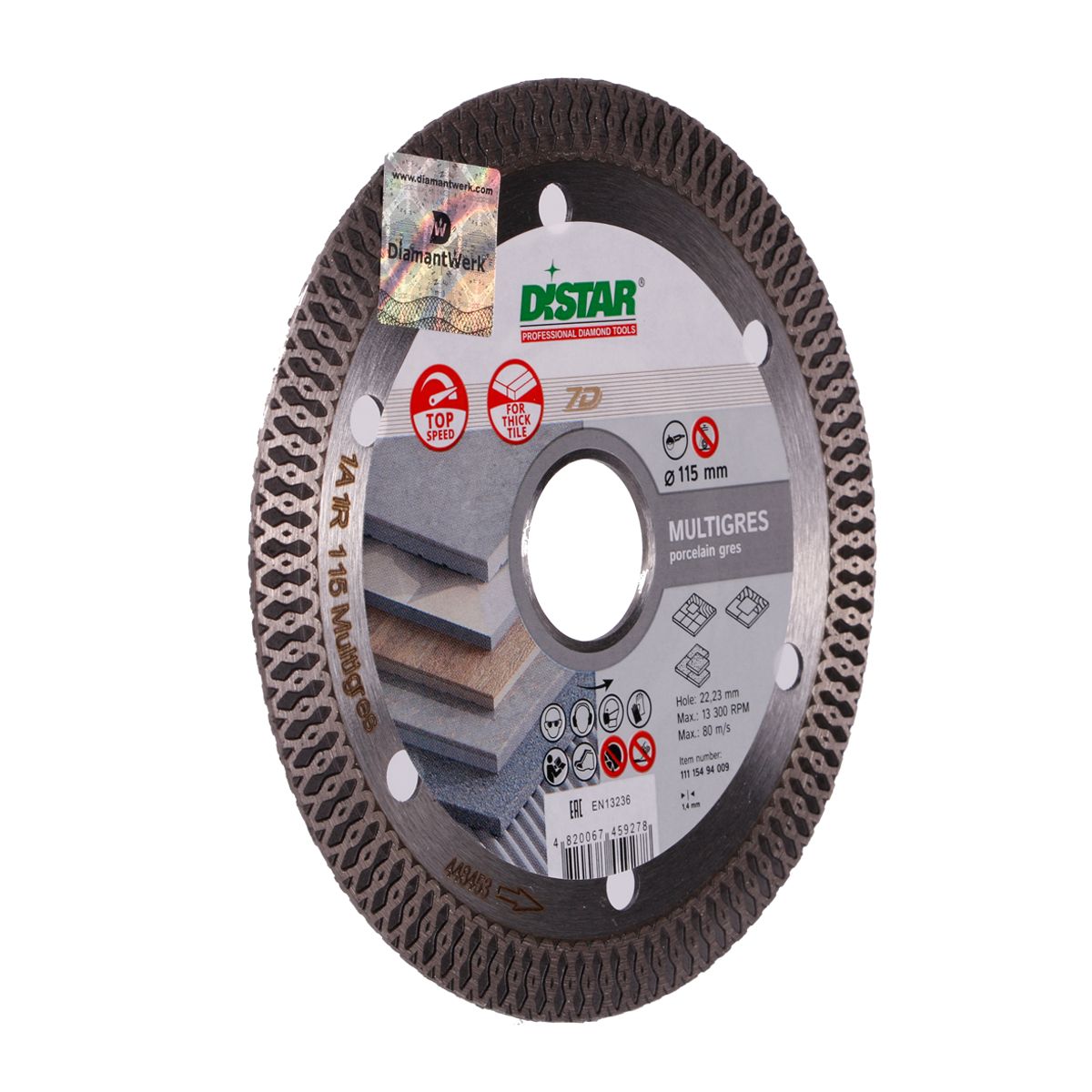 Disc diamantat DISTAR pentru placi ceramici Multigres d115