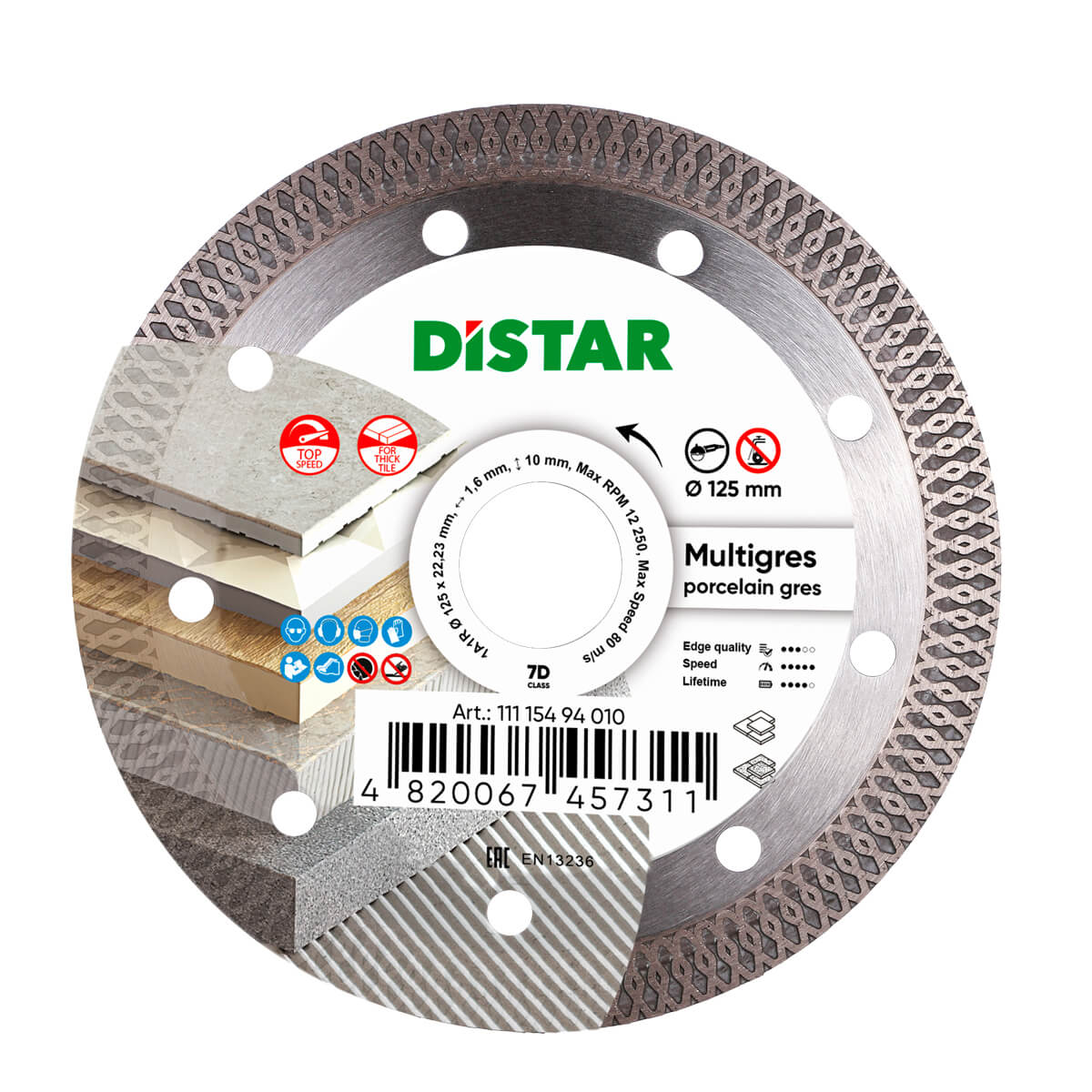Disc diamantat DISTAR pentru placi ceramici Multigres d125