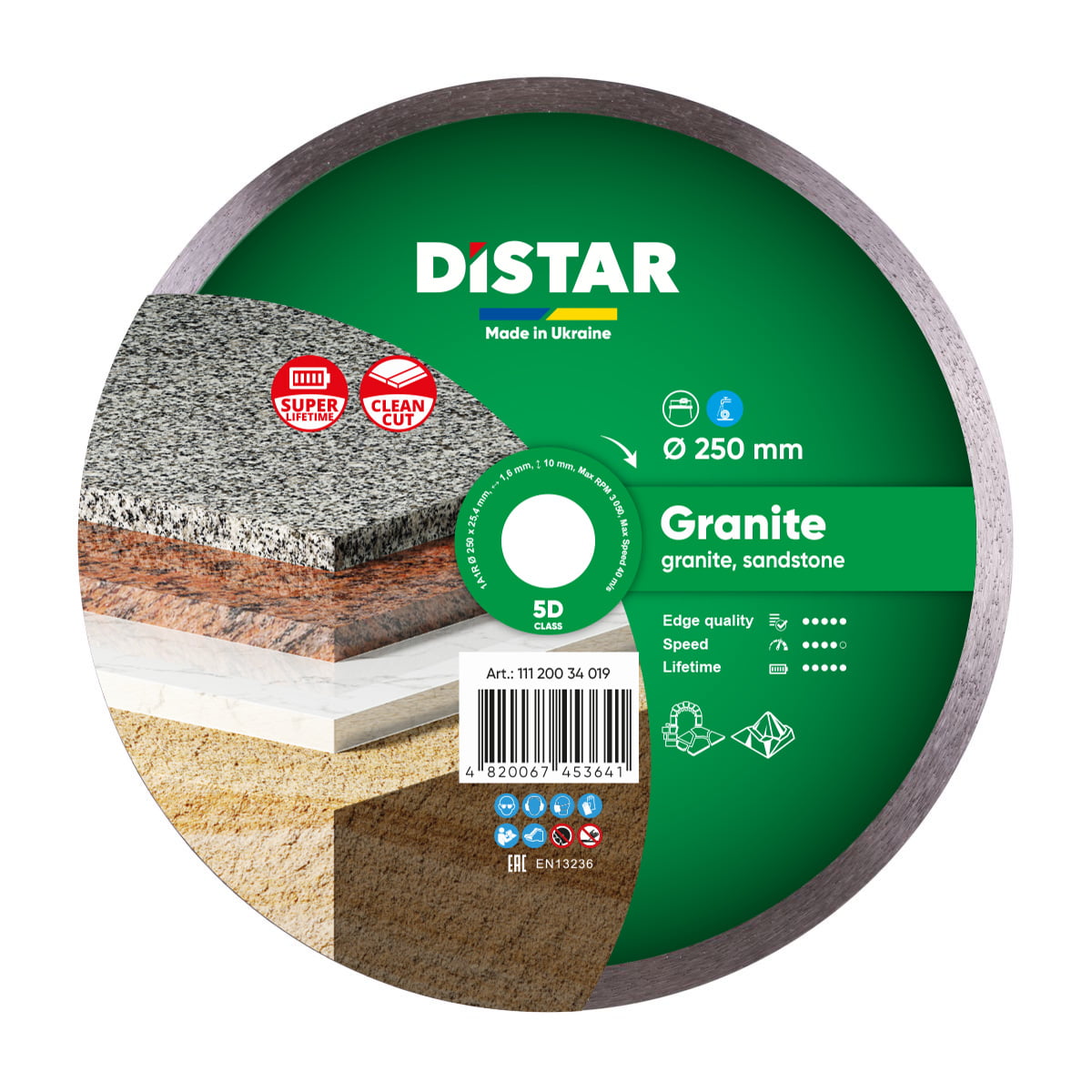 Disc de șlefuire 1A1R Granit d250x25,4 mm