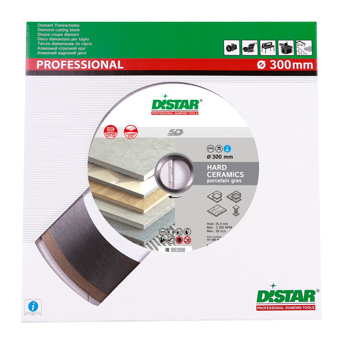 Disc diamantat DISTAR pentru placi ceramici Hard Ceramics d300