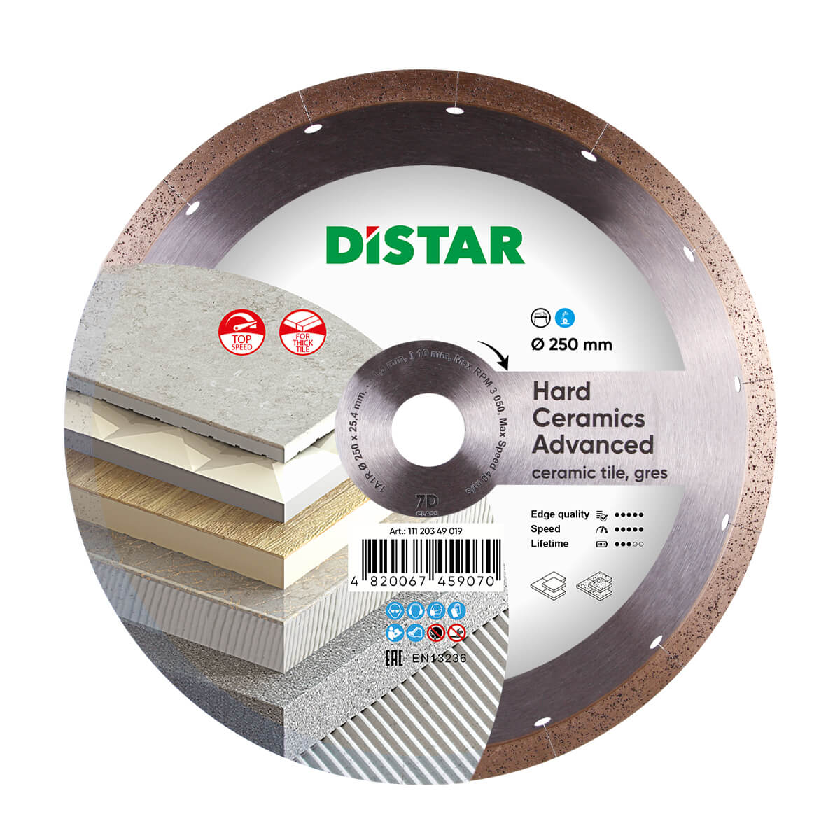 Disc diamantat DISTAR pentru placi ceramici Hard Ceramics Advanced d250
