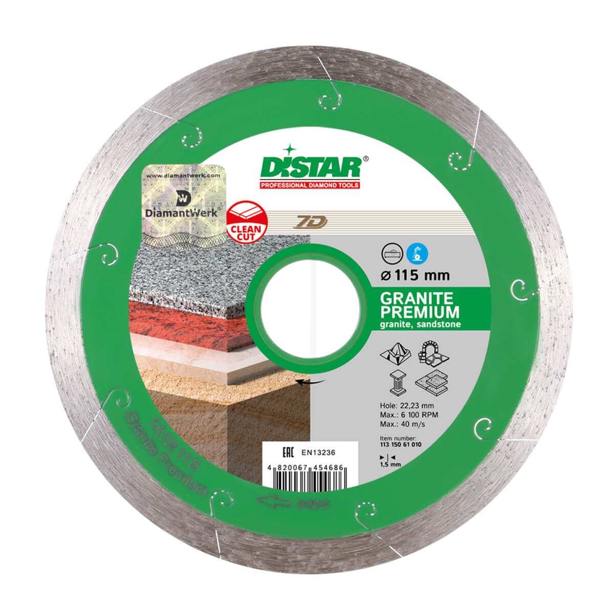 Disc diamantat DISTAR pentru granit,marmura Granite Premium d125