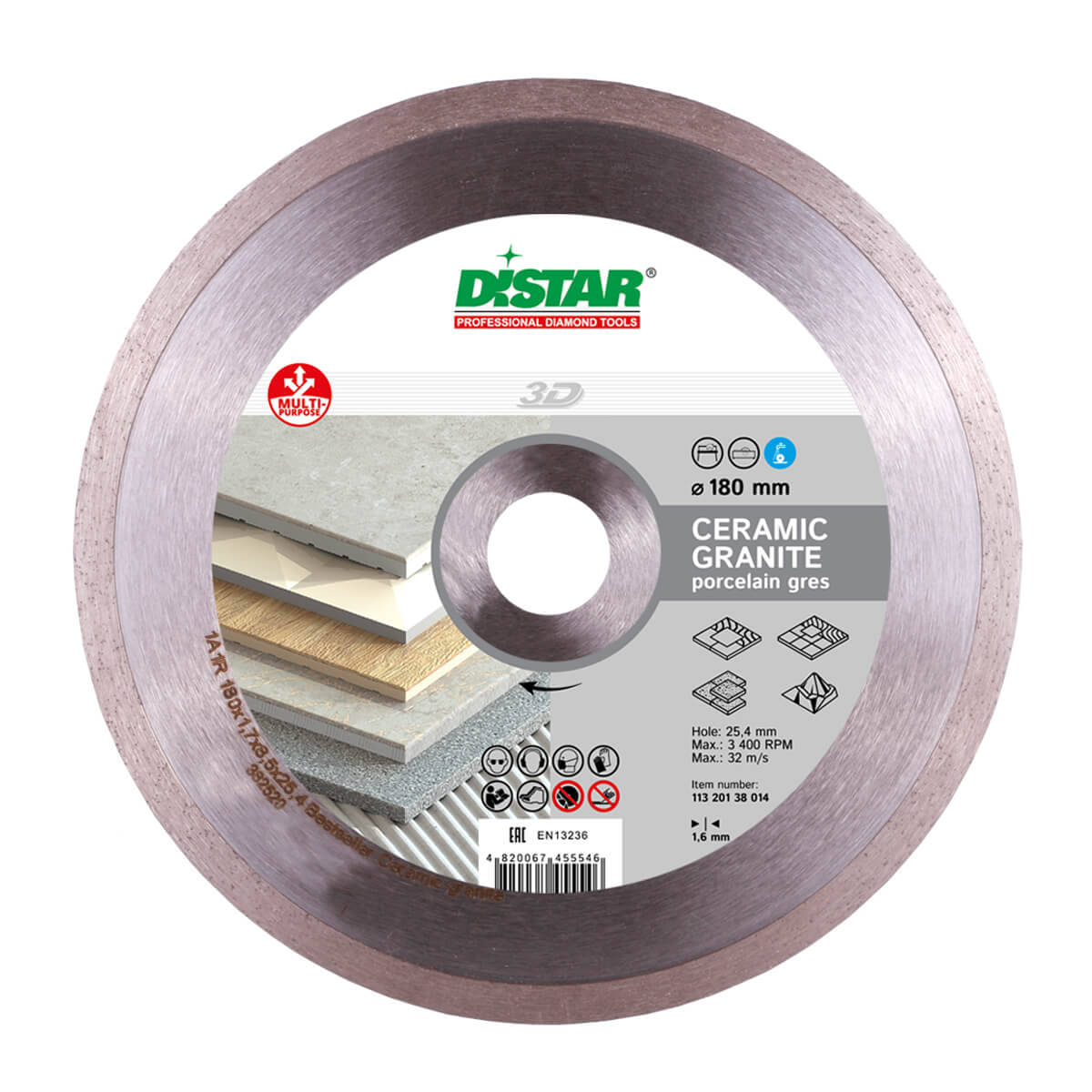 Disc diamantat DISTAR pentru placi ceramici Ceramic granite d180