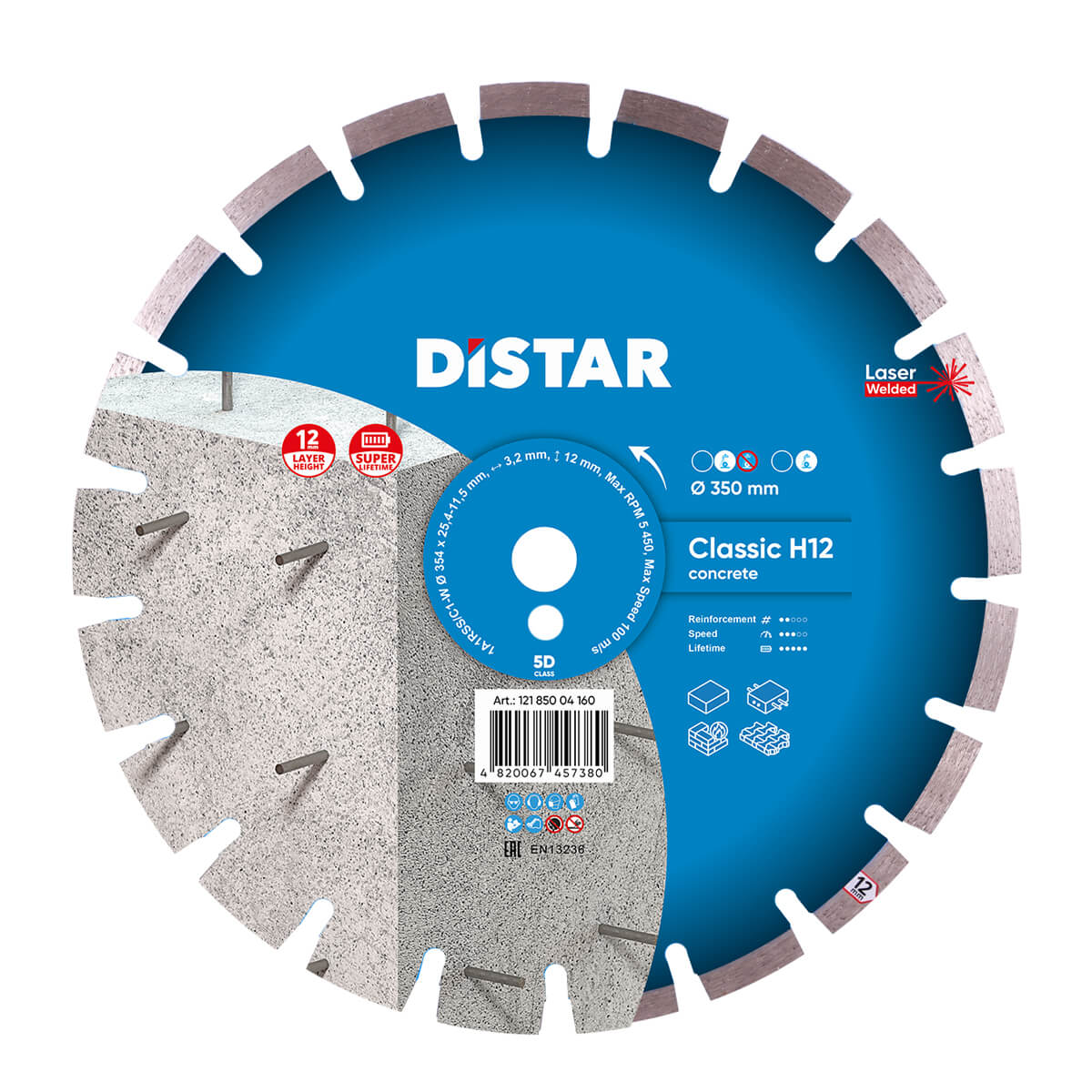 Disc diamantat DISTAR pentru beton Classic H12 d300