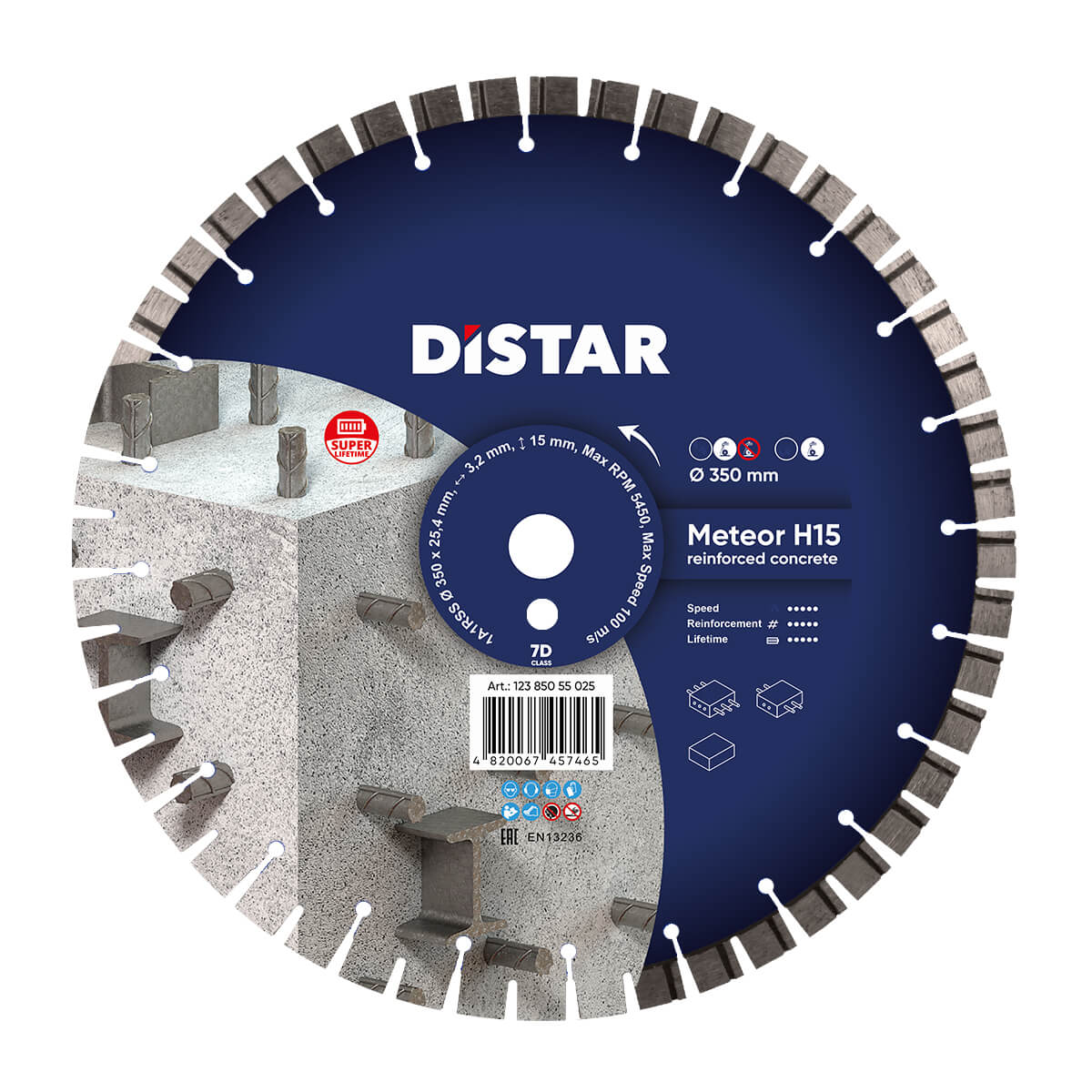 Disc diamantat DISTAR pentru beton Meteor H15 d350