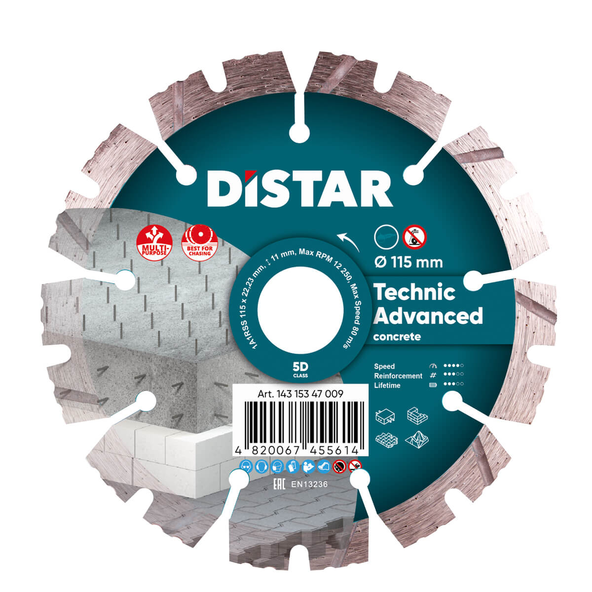 Disc diamantat DISTAR pentru beton Technic Advanced d115