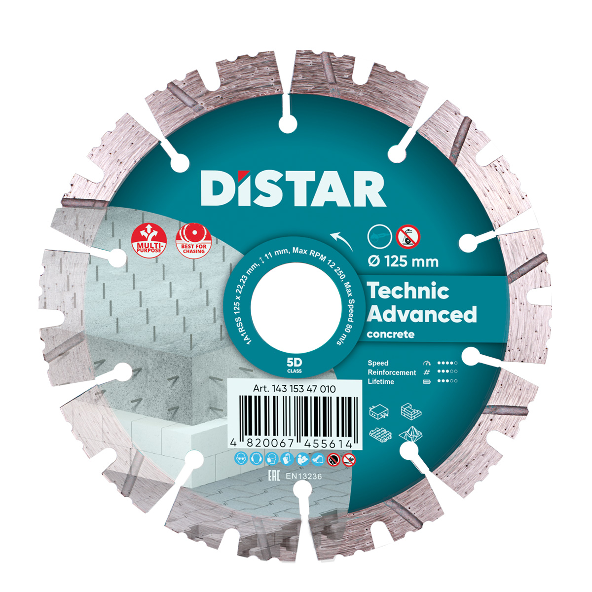 Disc diamantat DISTAR pentru beton Technic Advanced d125