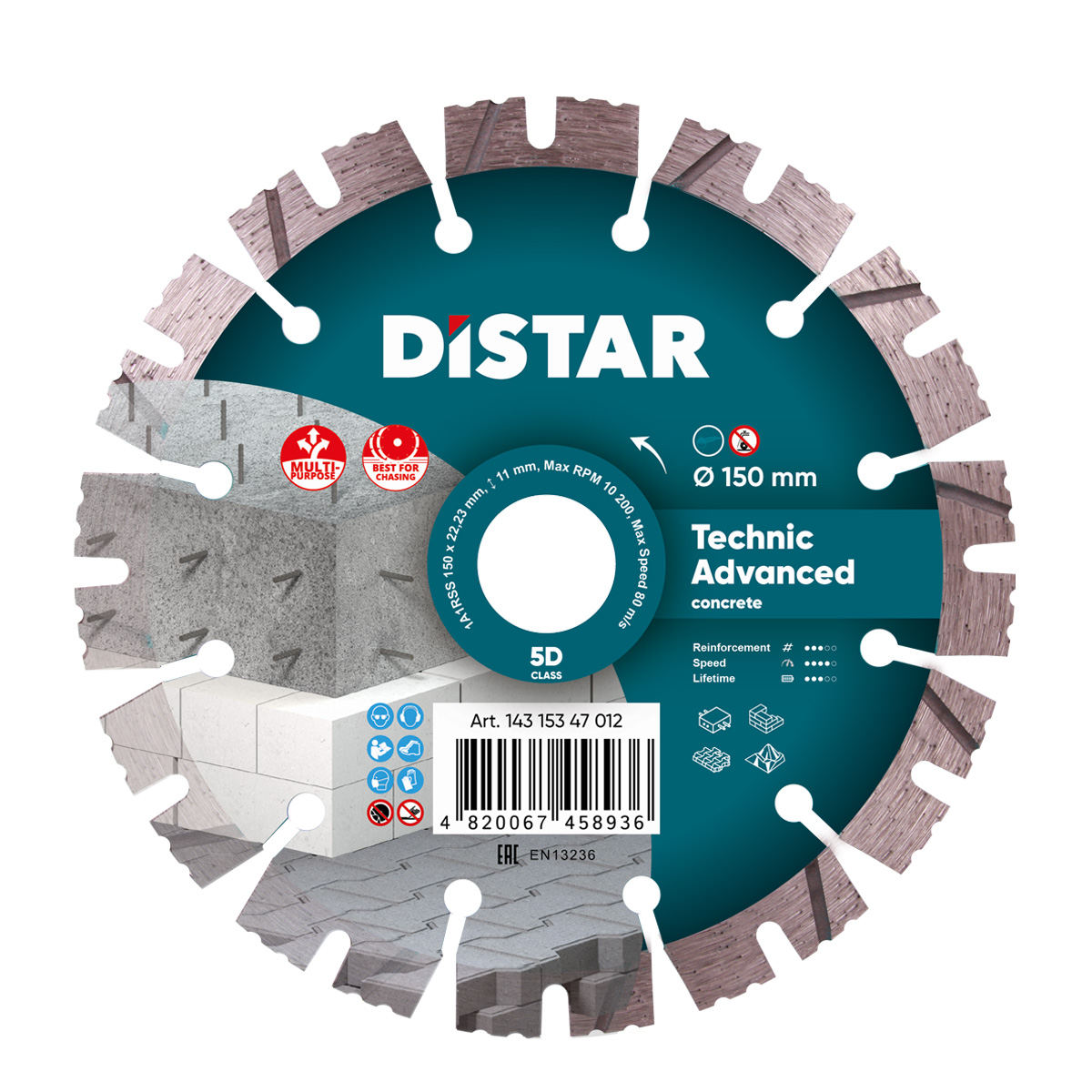 Disc diamantat DISTAR pentru beton Technic Advanced d150