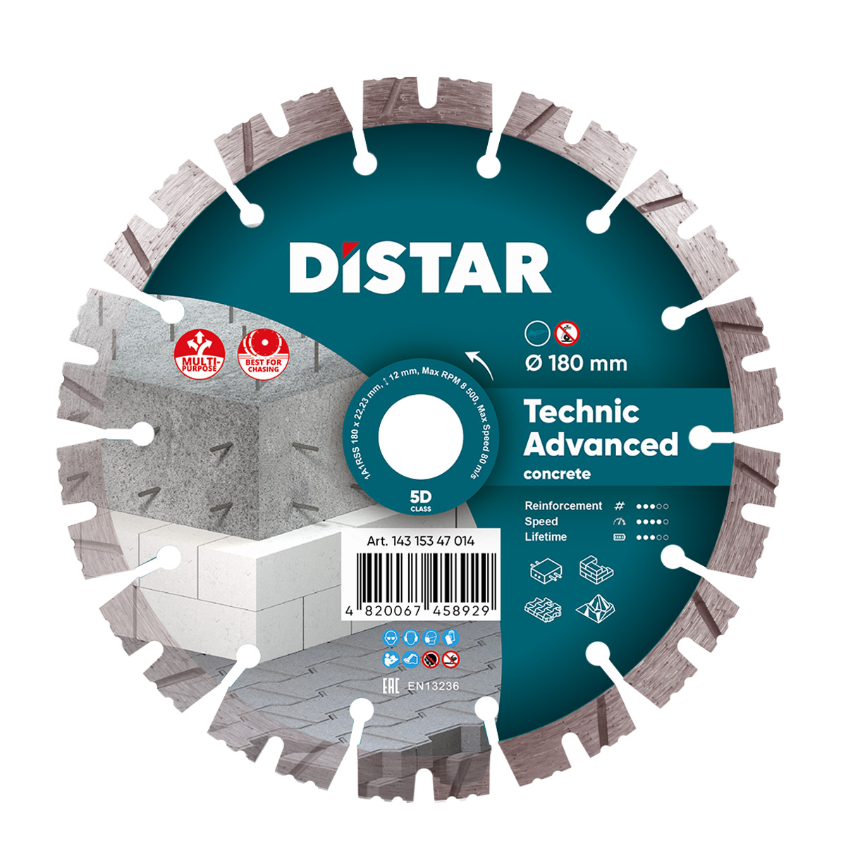 Disc diamantat DISTAR pentru beton Technic Advanced d180