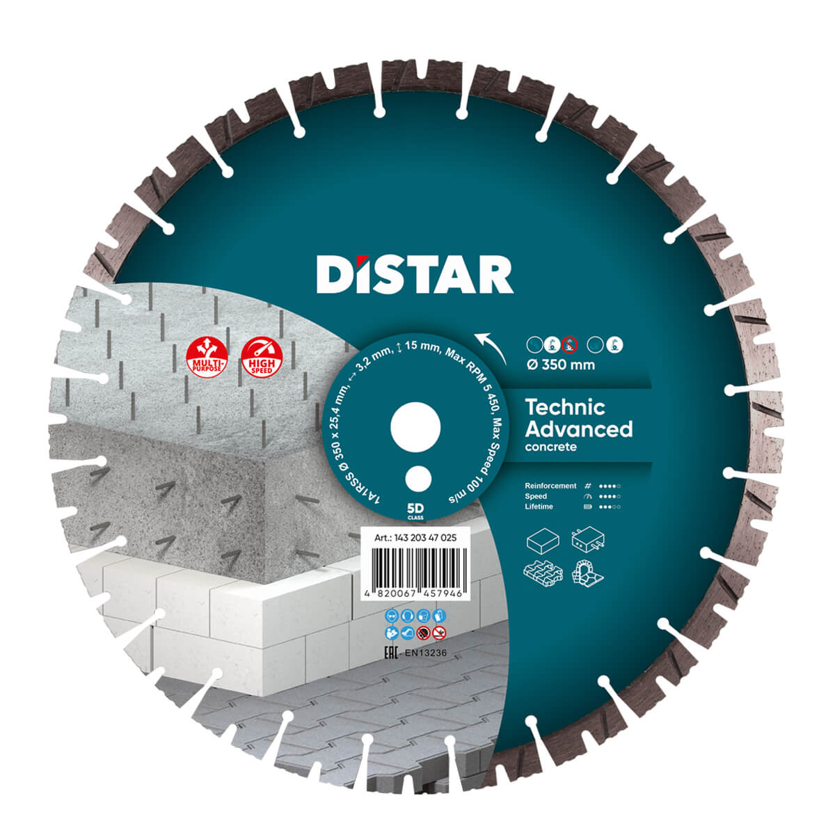 Disc diamantat DISTAR pentru beton Technic Advanced d350