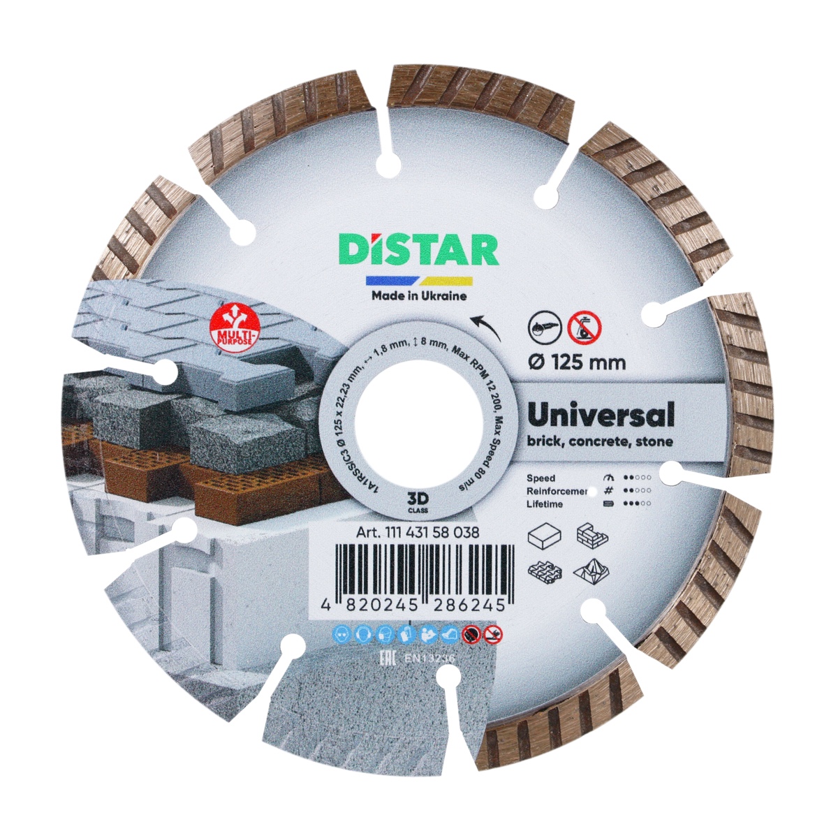 Disc diamantat 1A1RSS/C3-H d125x1,8/1,2x8x22,23-10 Universal