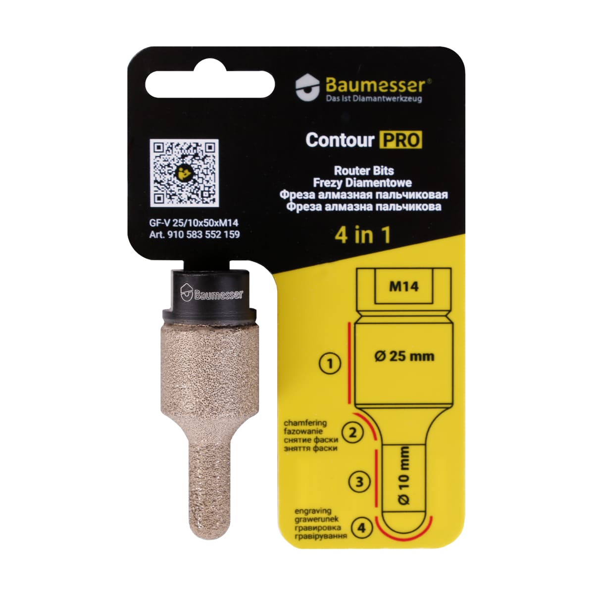 Freza diamantata GF-V 25/10x50xM14 Baumesser Contour Pro