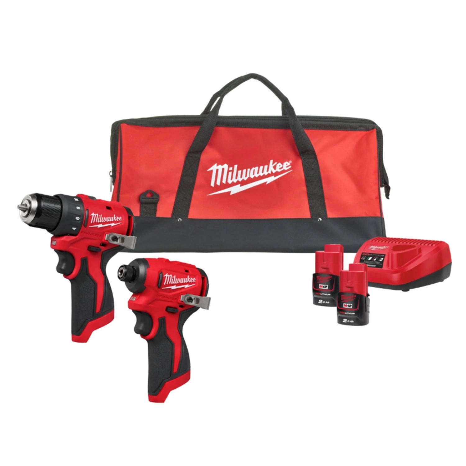 Set scule cu acumulator Milwaukee M12 BLPP2D-202B