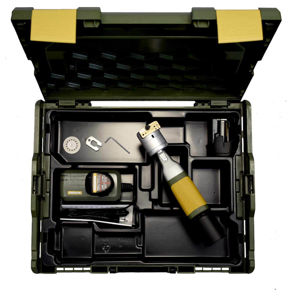 Aparat pentru ascutirea electrozilor, cu acumulator, unghiuri de slefuire 30 si 60 grade, diametru electrozi 1.6-3.2mm