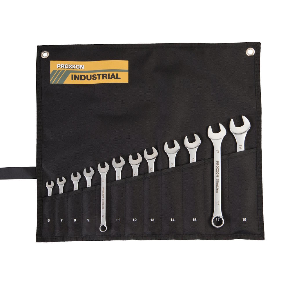 Set 12 chei combinate SlimLine in husa textila, 6-19mm